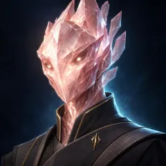 Pale Morning, a Quor: a faceted head of living crystal with a light inside.